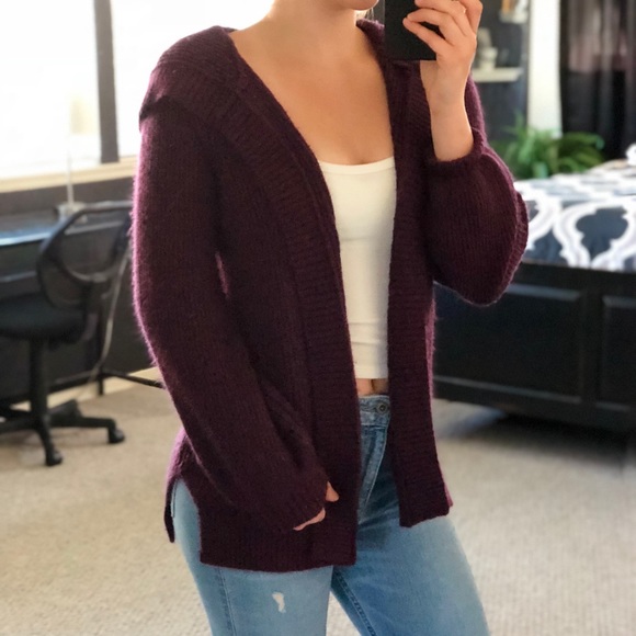 Mudd Sweaters - Maroon Hooded Cardigan